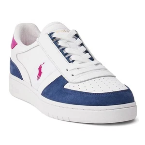 Polo Ralph Lauren Hombres Polo Entrenador de Cancha Tenis Talla US 10D Blanco Azul Marino Rosa - Imagen 1 de 8