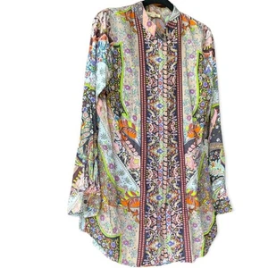 Cotton Candy Paisley Long Sleeve Button Down Top Size Large - Picture 1 of 7