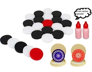 6mm Acrylic Carrom Coin (24 Coins with 2 STRICKER, Assorted Color & Design) KU - Picture 1 of 3