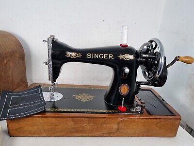 VINTAGE SINGER 15K HANDCRANK SEWING MACHINE, FULL SERVICE For LEATHER & FABRIC • 26.81€