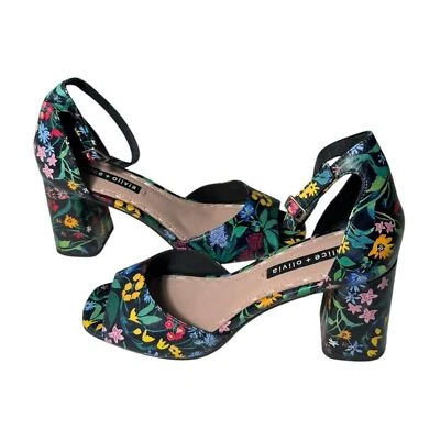 Alice + Olivia by Stacey Bendet Whitney Floral Ankle Strap Sandals EU 38 US 8 - Image 1 of 4