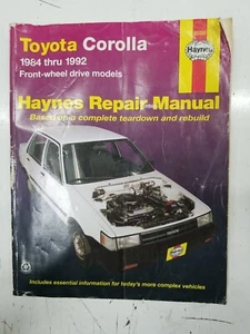 Manual de reparación Haynes 92035 Toyota Corolla 1984-1992 modelos tracción delantera (J3) - Imagen 1 de 5