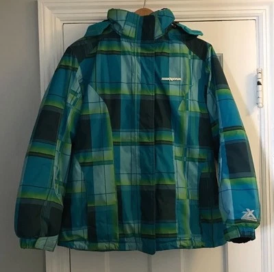 Chaqueta Abrigo Capucha Zero Xposur Jrs Talla XL 16 Snowboarding Azul Verde Cuadros Foto 1 de 4