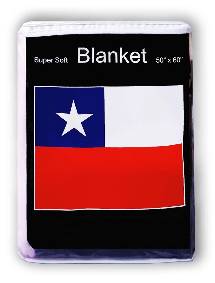 CHILE FLAG POLAR FLEECE BLANKET *NEW* 50x60" Throw La Estrella Solitaria Chilean - Image 1 of 2
