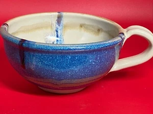 Handmade Ceramic Mug for Soup or Lattes, Artist Signed, 6" Diameter - Picture 1 of 10