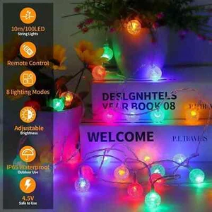 Battery Operated String Lights 1.7cm Bubble Ball Fairy Lights Decor Xmas 50' - Picture 1 of 3