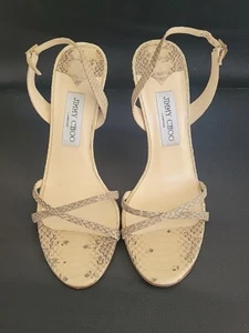 Jimmy Choo Jasmin Snakeskin Sandals Heels Slingbacks EU 39 1/2 US 8.5 - Picture 1 of 11