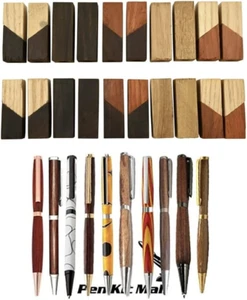 - 10 Pc Slimline Assorted Pen Kits with 20 Pc Pre-Drilled Slimline Pen Blanks - Picture 1 of 6