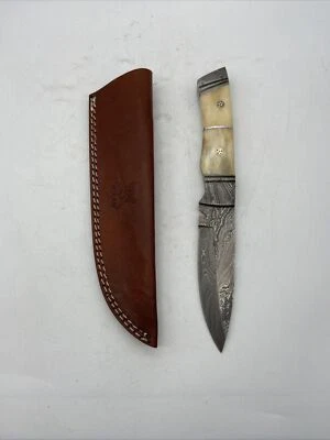 "Cuchillo de caza Damasco Acero Ayaan hoja fija con funda de cuero 10""" Foto 1 de 4