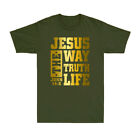 Jesus The Way Truth Life John 14:6 Christian Bible Golden Print Men's T-shirt