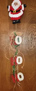 Santa Claus Wooden Painted Christmas Door Wall Décor Ho Ho Hanging Handmade - Picture 1 of 4