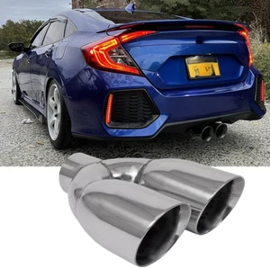 2.5" Inlet 3.5'' Outlet 9.5 Length Exhaust Dual Tip Double Wall For Honda Civic - Picture 1 of 15