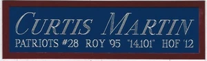 PLACA DE IDENTIFICACIÓN DE CURTIS MARTIN PATRIOTS AUTOGRAFIADA FIRMADA FUTBOL-CASCO-CAMISETA-FOTO - Imagen 1 de 7