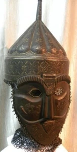 ARMOR MUSEUM LEVEL TURKISH STYLE WARRIOR HELMET MELON CUT & MASK CHAIN MAIL - Picture 1 of 8