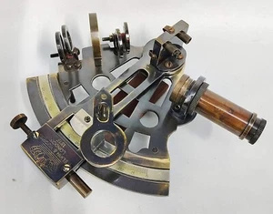 Antique Brass Nautical Sextant Engraved Directional Maritime NavigationalSextant - Picture 1 of 6