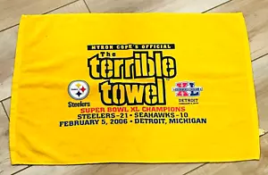 Pittsburgh Steelers TERRIBLE TOWEL 2006 Seahawks Super Bowl XL 25" x 15" Detroit - Picture 1 of 7