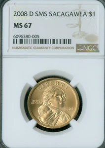 2008 D SACAGAWEA DOLLAR NGC MS67 SMS - Picture 1 of 2