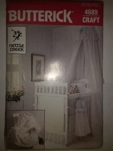 Butterick 4689 Baby Room Canopy Dust Ruffle Coverlet Crib Sheet Bumpers Pillow - Picture 1 of 2