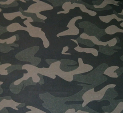 Tela de camuflaje verde negro tostado tejido franela blanca con respaldo 38" de ancho x 4 yardas Foto 1 de 3