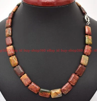 Collar AAA Natural 13x18mm Rectángulo Picasso Jaspe Piedras Preciosas Cuentas 18" Foto 1 de 4