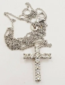 14Kt W Gold* 0.50CT Diamond Cross Pendant Chain adjustable to 16" or 18" Long - Picture 1 of 8