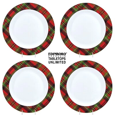 Tabletops Unlimited EDINBORO 10.75" Dinner Plate Set 4 Red Black Green Plaid - Image 1 of 4