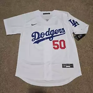 sNWT #50 Mookie Betts Los Angeles Dodgers White Jersey Mens Medium - Picture 1 of 2