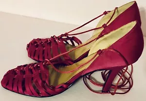 Monzo & Franco Fabric Upper Ankle Tie Woman’s Pink Shoes “Fresher” Size 8M EUC - Picture 1 of 12