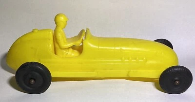 EARLY  7.75” VINTAGE 1960s PROCESSED PLASTICS RED RACER YELLOW W/DRIVER - Image 1 of 4