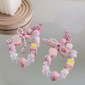 Creative Pink Beaded Phone Lanyard Wristband Fashion Beads Mobile Phone Chain - Zdjęcie 1 z 7