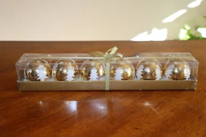 Biedermann & Sons Round 6 2-Inch Ball Candles Gold w/ White Glitter Tree Design - Picture 1 of 11
