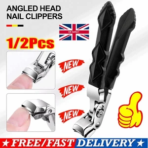 Pro Long Handle Ergonomic Angled Head Senior Toenail Clipper For Thick Nail UK - Picture 1 of 15