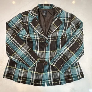 RQT Damen 2X braun blau kariert Knopfleiste Mantel Jacke - Bild 1 von 14