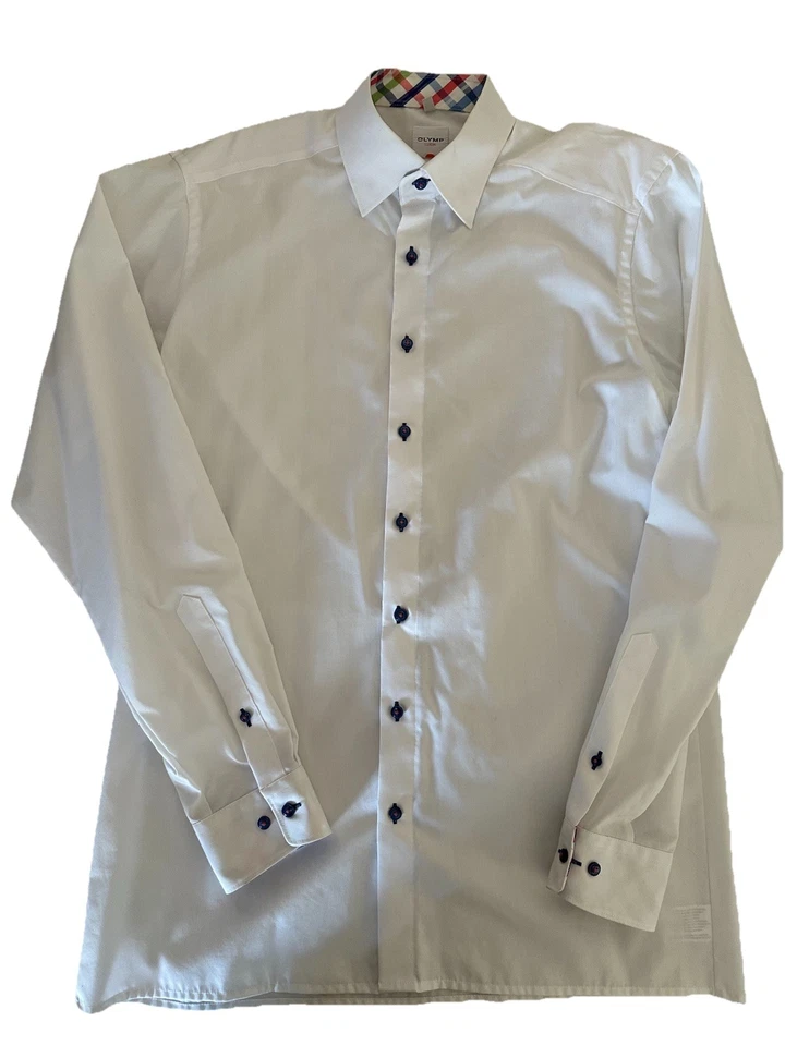 Olymp Luxor Modern Fit Button-Down Shirt Long Sleeve White Size 16.5 / 42 Preppy - Image 1 of 4