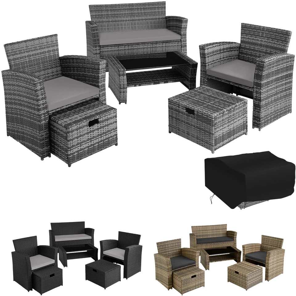 Poly Rattan Sitzgruppe Gartenmöbel Lounge Gartenset Balkon Garten Garnitur Tisch - Bild 1 von 1