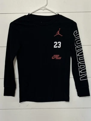 Kids Air Jordan 23 Jump Man Nike Long Sleeve Black Shirt Med (8-10yrs) - Image 1 of 4
