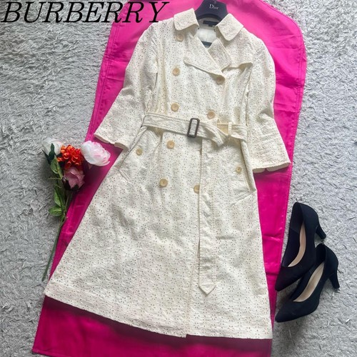 OFF WHITE Cappotto BURBERRY LONDON cotone pizzo chiave 36 S donna #EG ZDB