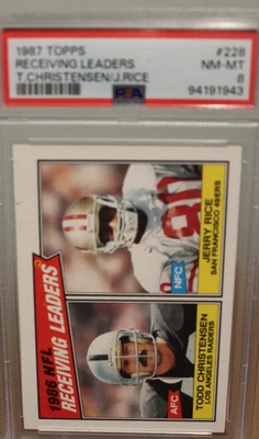 1987 Topps - Football #228 RECEIVING LEADERS - PSA 8 - Imagem 1 de 3
