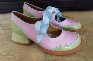 JOHN FLUEVOG Thrillvogs Vera Cuero Verde-Púrpura Mary Jane Cinta Zapatos 8 - Imagen 1 de 5