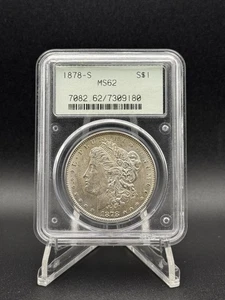 Dólar de plata Morgan 1878-S graduado graduación profesional MS 62 - ¡¡BUEN TONO!! - SOPORTE VERDE ANTIGUO - Imagen 1 de 4
