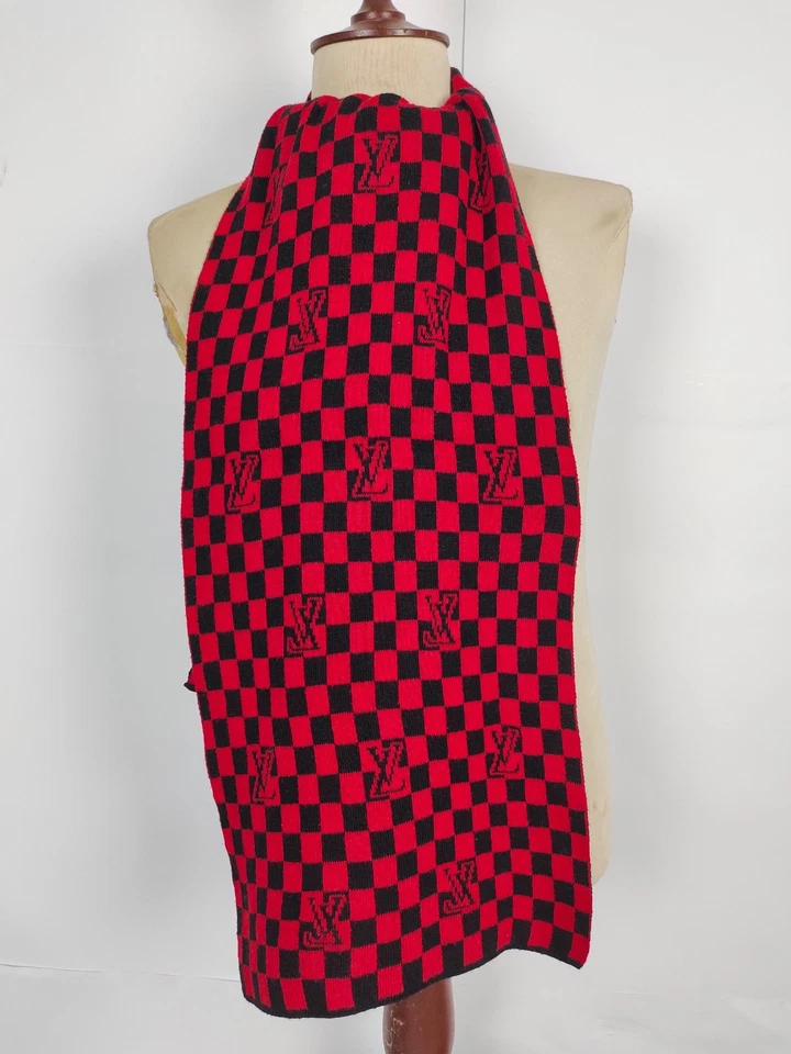 Louis Vuitton genuino vintage rojo/azul lana invierno bufanda bufandas Foto 1 de 4