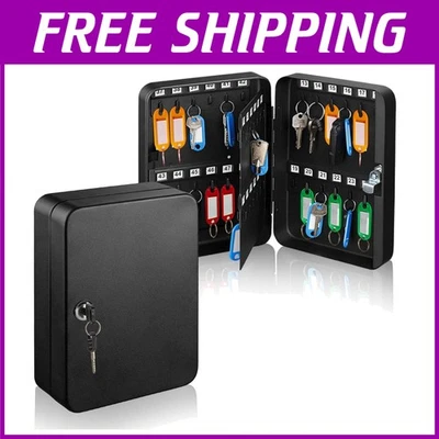 Lockable Key Storage Box with 48 Hooks - Wall Mount Organizer for Home & Office - Image 1 of 4