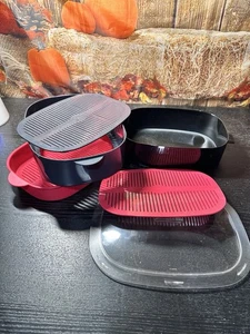 Tupperware  Microwave Stack Cooker Steamer 6 Piece Oval 4145A-3 - Picture 1 of 5