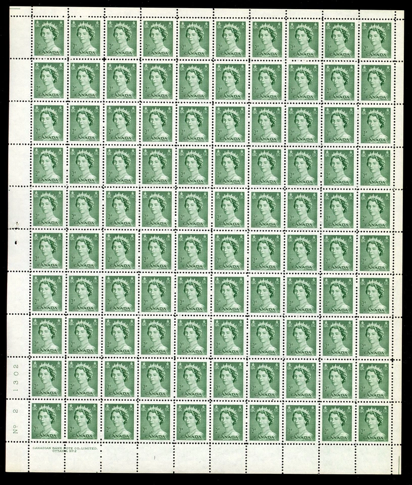CANADA SHEET - Scott 326 - NH - LL Plate 2 - 2¢ Green Karsh (.014) - Image 1 of 1