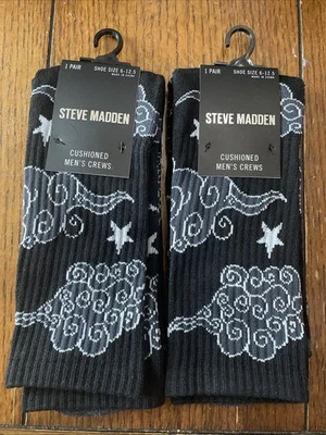 Steve Madden 男式缓冲船袜 6-12.5。   2双。 黑色。 全新!! — 第 1/4 张图片