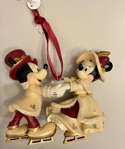 Disney Victorian Mickey and Minnie Mouse Ice Skating Christmas Ornament - Picture 1 of 7
