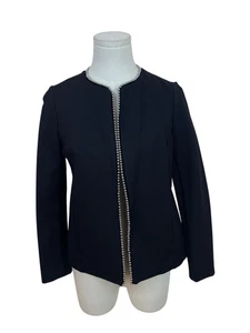 Alfani Women’s Black Open Front Beaded Trim Long Sleeve Blazer Size 2P - Picture 1 of 7