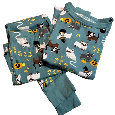 Lands' End Children's Halloween Cats & Dogs Snug Fit Cotton Pajama Set Size 10 - Image 1 of 4