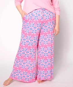 Muk Luks Lovely Lace V-Neck & Wide Leg Pajama Pant Stitched Lotus S New - Picture 1 of 1