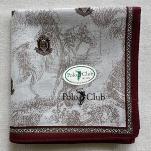 Vintage Handkerchief Gray Cotton Brown Equestrian Silhouette Pocket Square 18" - Picture 1 of 3